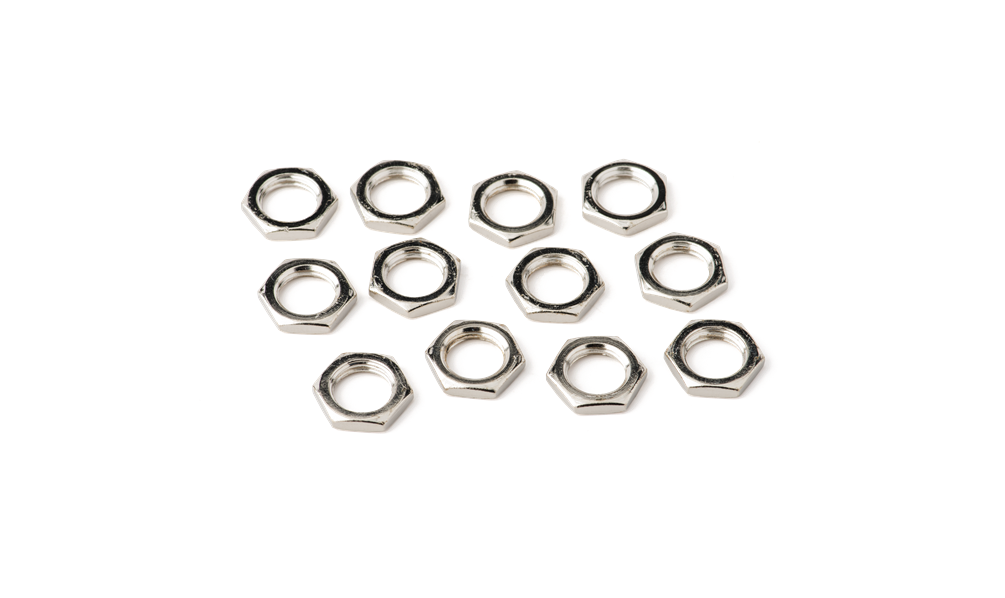 Amplifier Jack Nuts, Hex 7/16 - 20 X 1/8, Nickel (12 Stück)