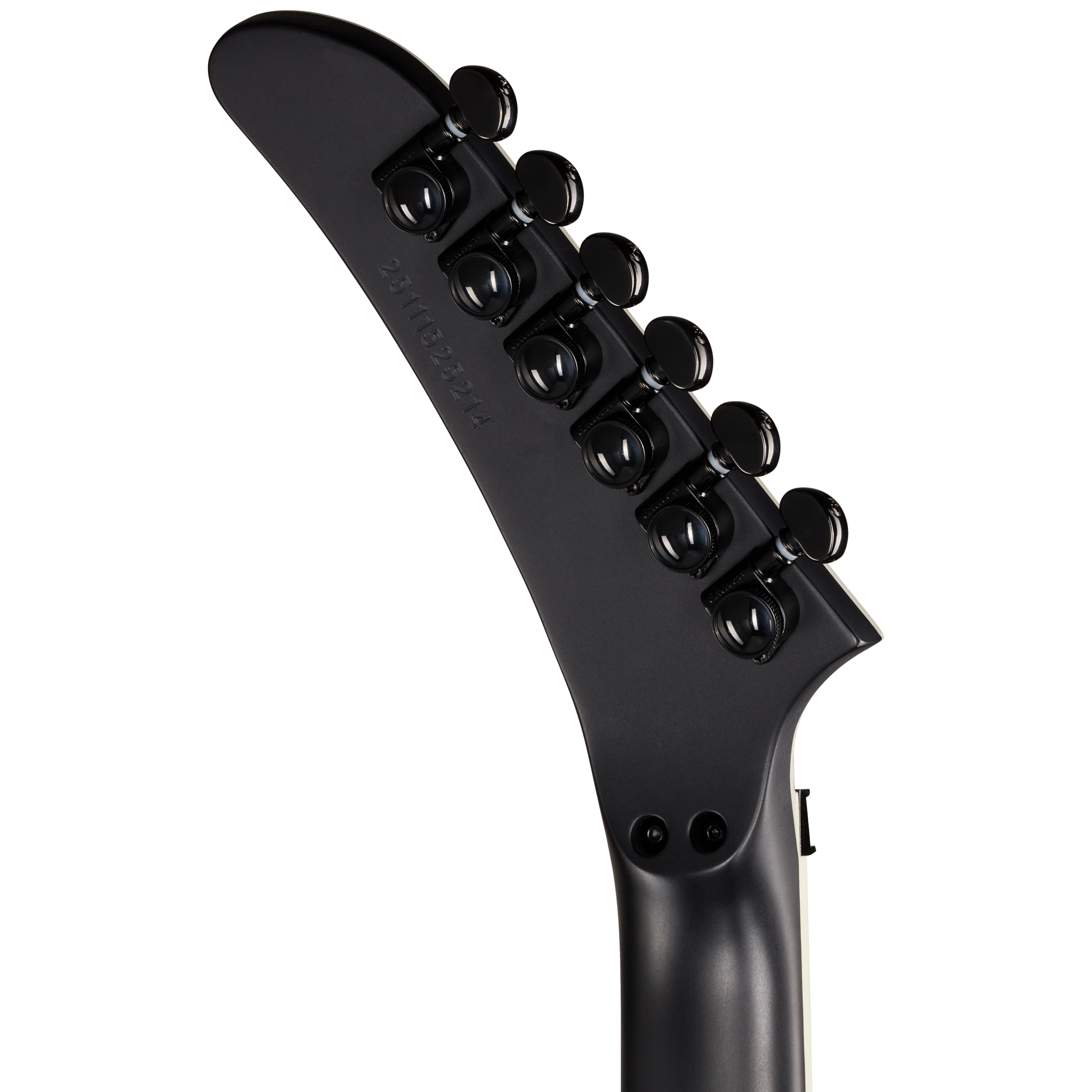 Gitarrenkopf, E-Gitarre, schwarz, sechs Saiten, Stimmmechaniken