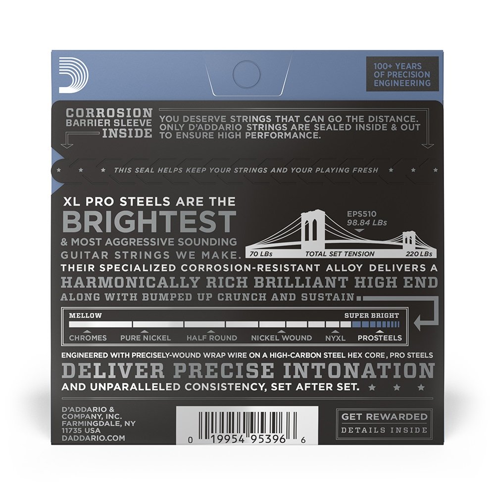 EPS510 ProSteels Electric Guitar Strings, Regular Light, 10-46