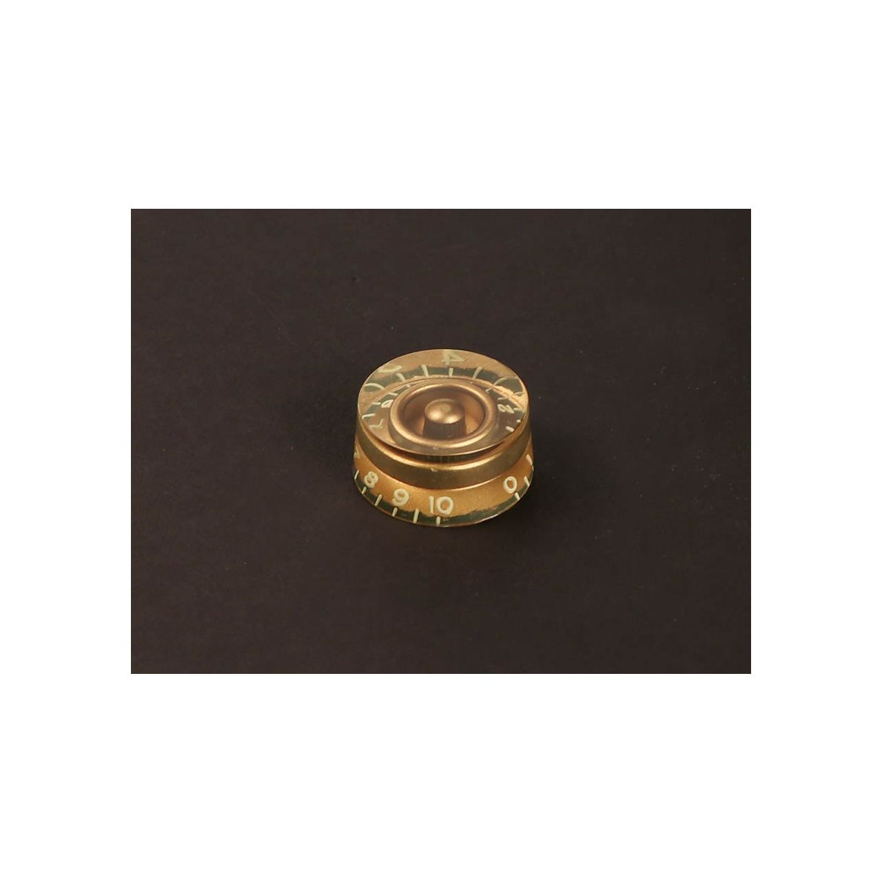 Potiknopf, speed knob (hatbox), inch size for USA pots, relic gold 