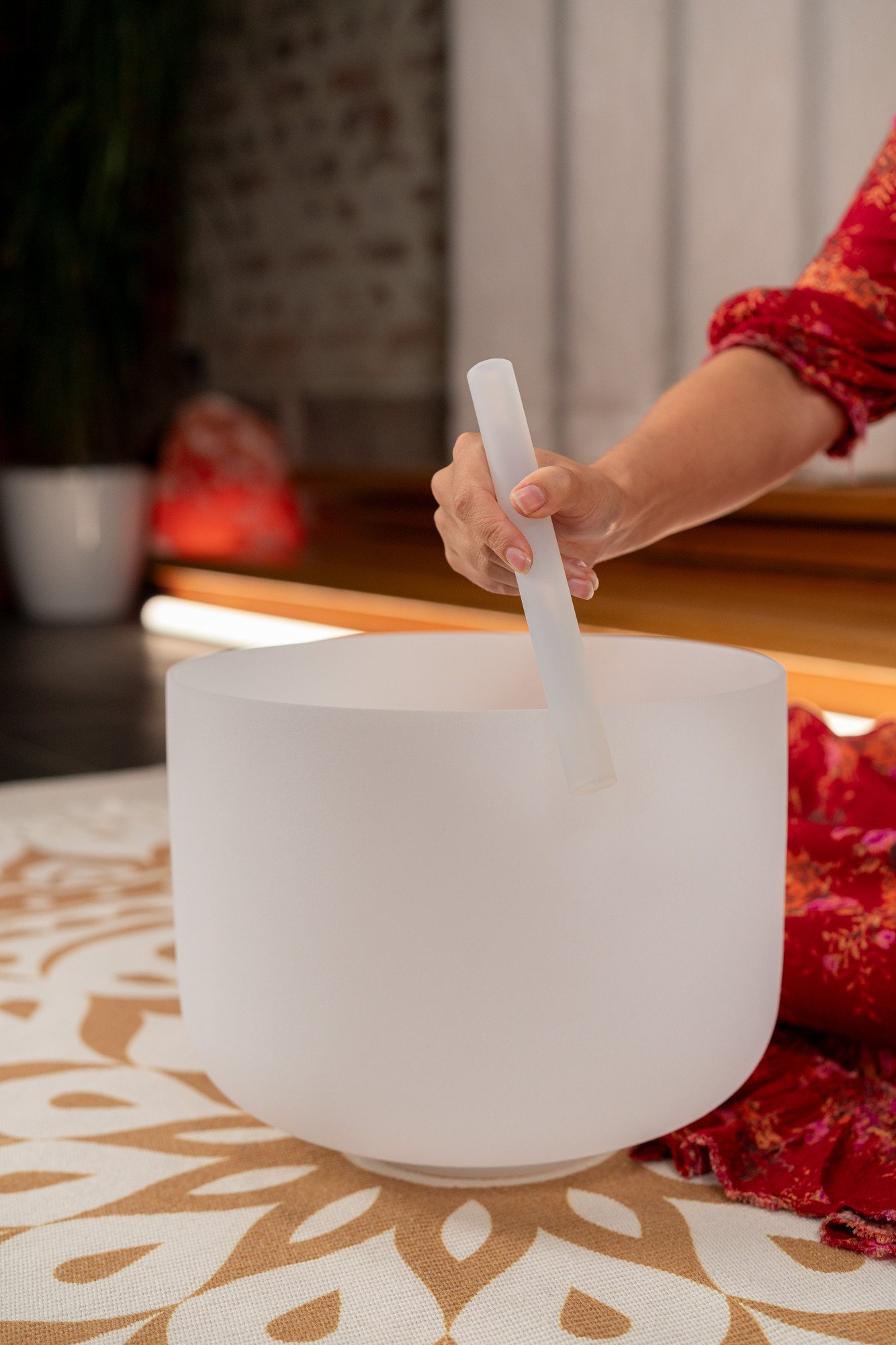 12" Crystal Singing Bowl, Ton F3,  440 Hz, Herzchakra
