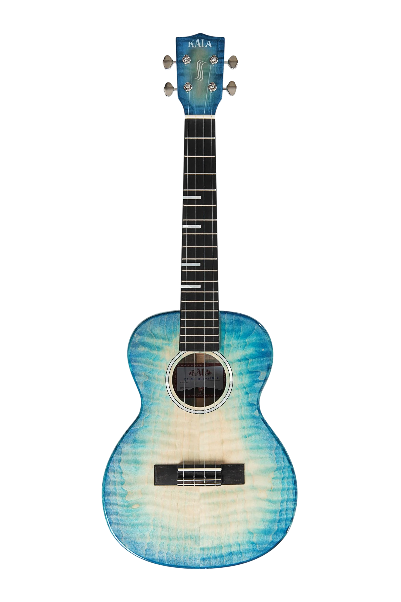 All Solid Blue Flame Maple Waterfall Tenor Ukulele