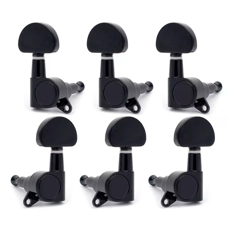 Electric & Acoustic Guitar Tuning Pegs, Black (3+3)