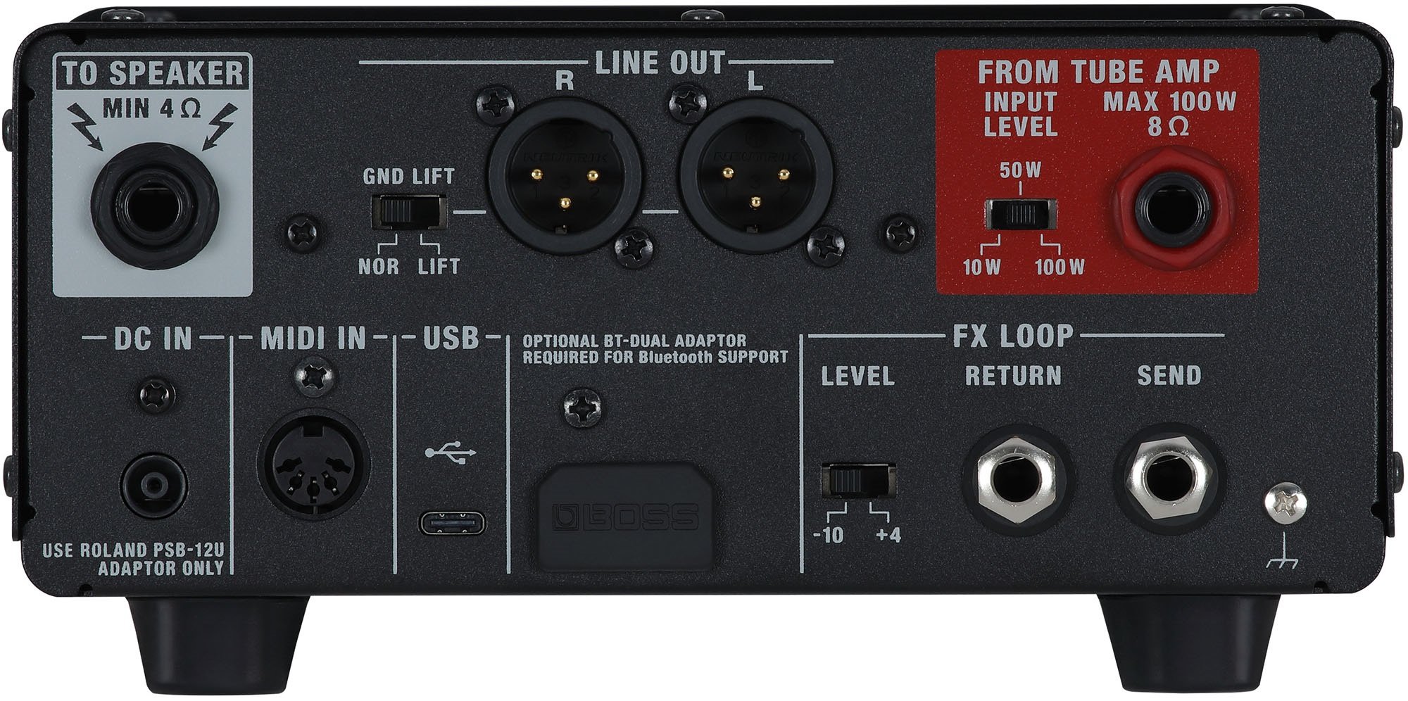 Boss Waza Tube Amp Expander Core Rückseite Anschlüsse