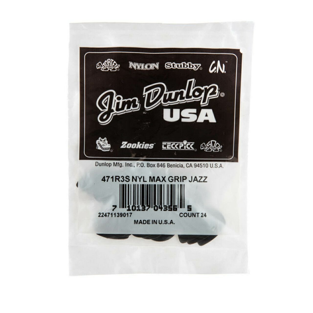 Stiffo Max Grip Jazz III Picks, 24 pcs., black, 1.38 mm