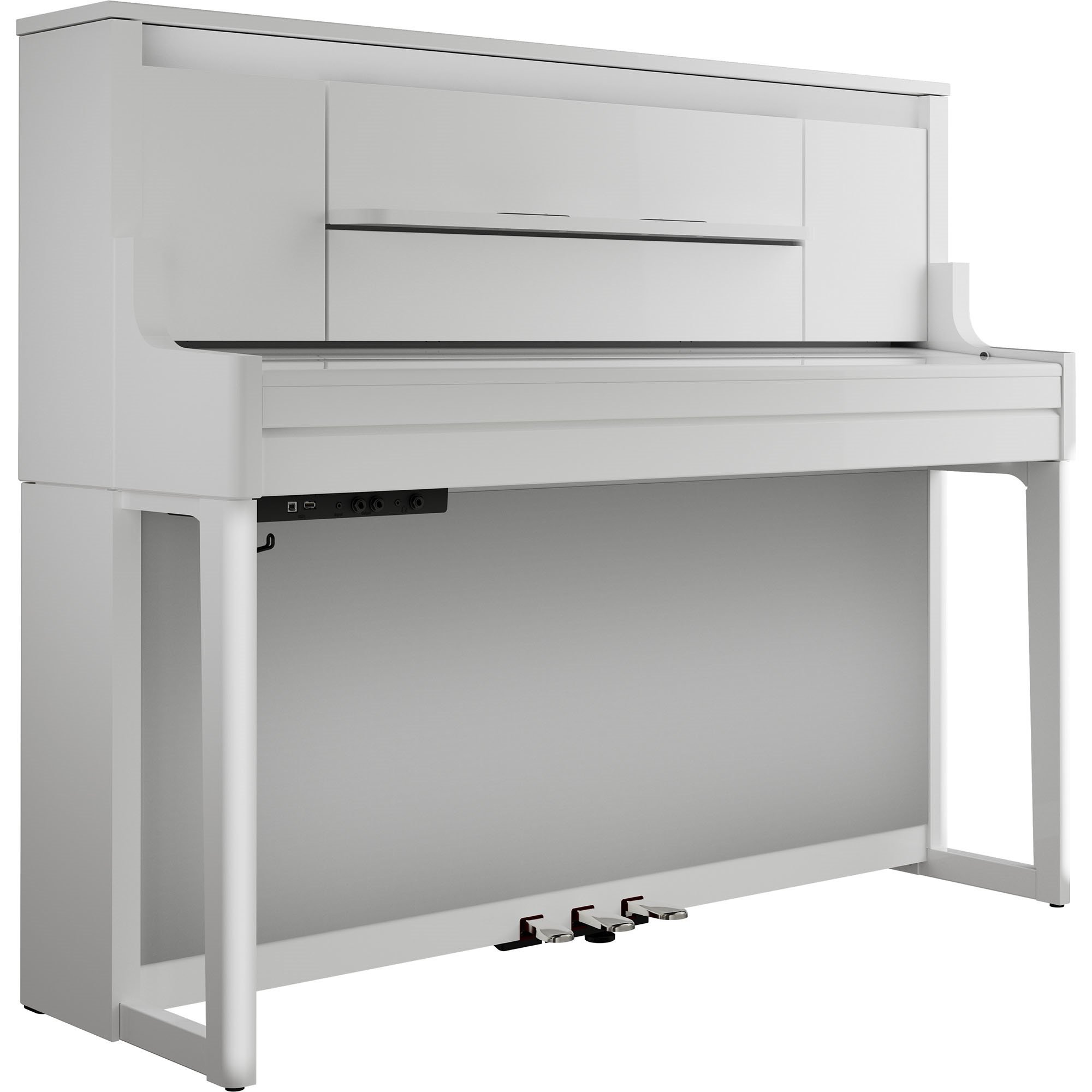 Roland LX-9 PW Digitalpiano – Vorderansicht in Hochglanz Weiß mit geschlossenem Deckel