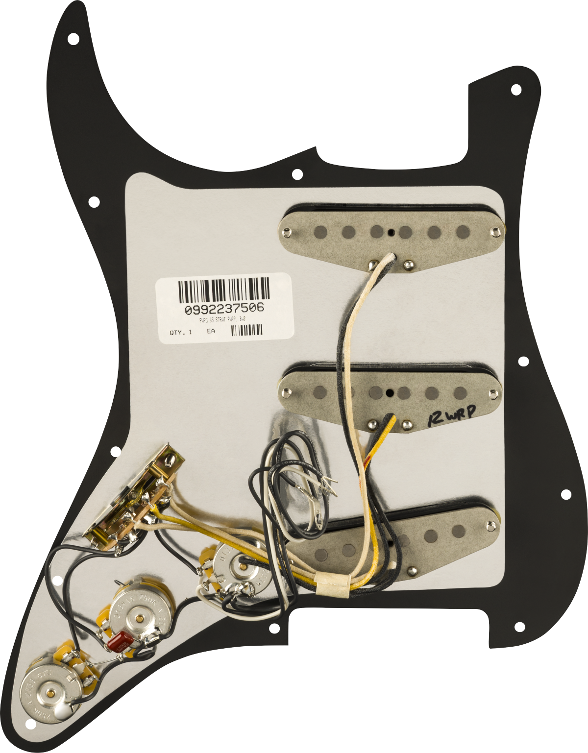 Pre-Wired Strat Pickguard Pure Vintage 65  Black 11 Hole