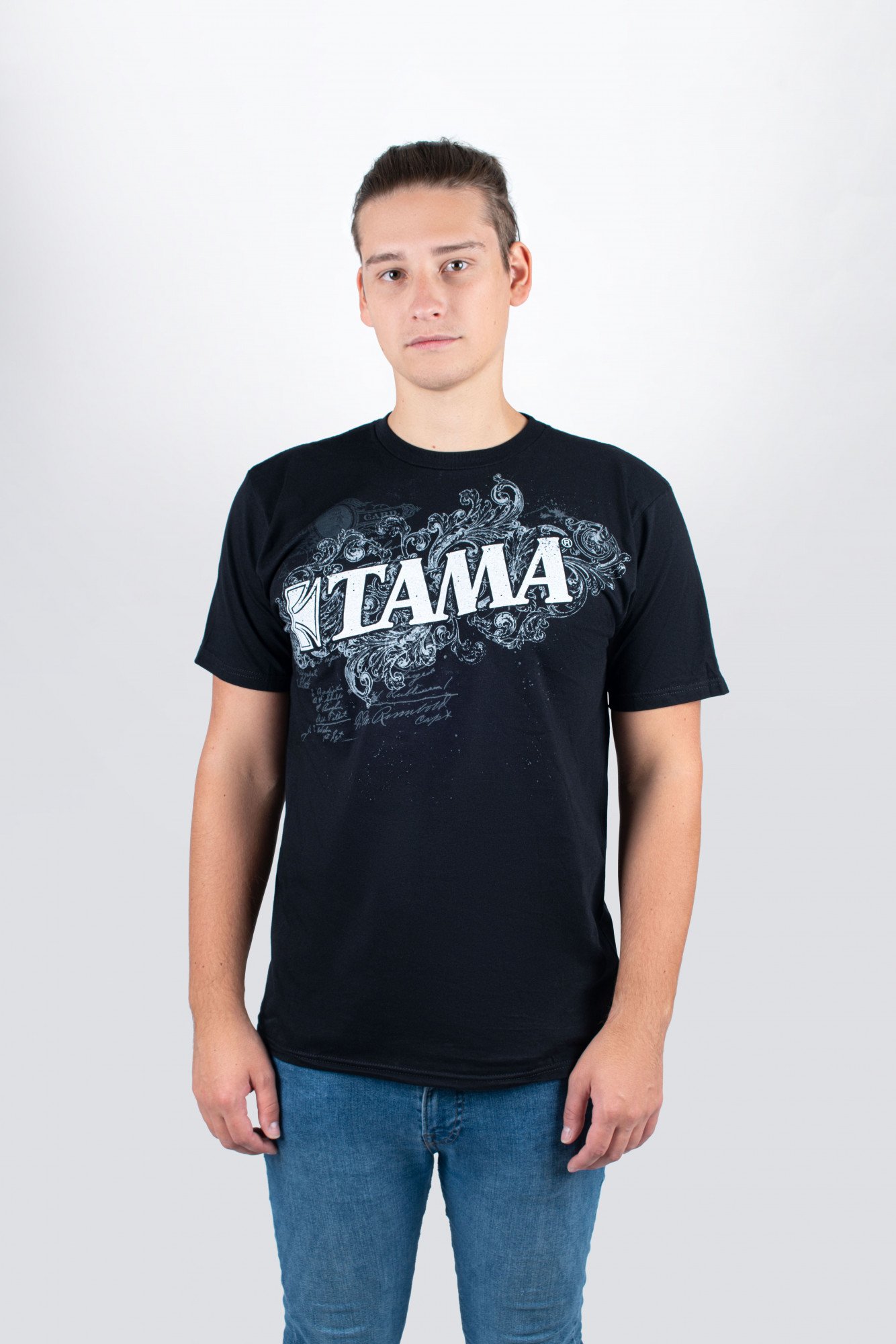 T-Shirt in schwarz mit Flourish Tee Print - L