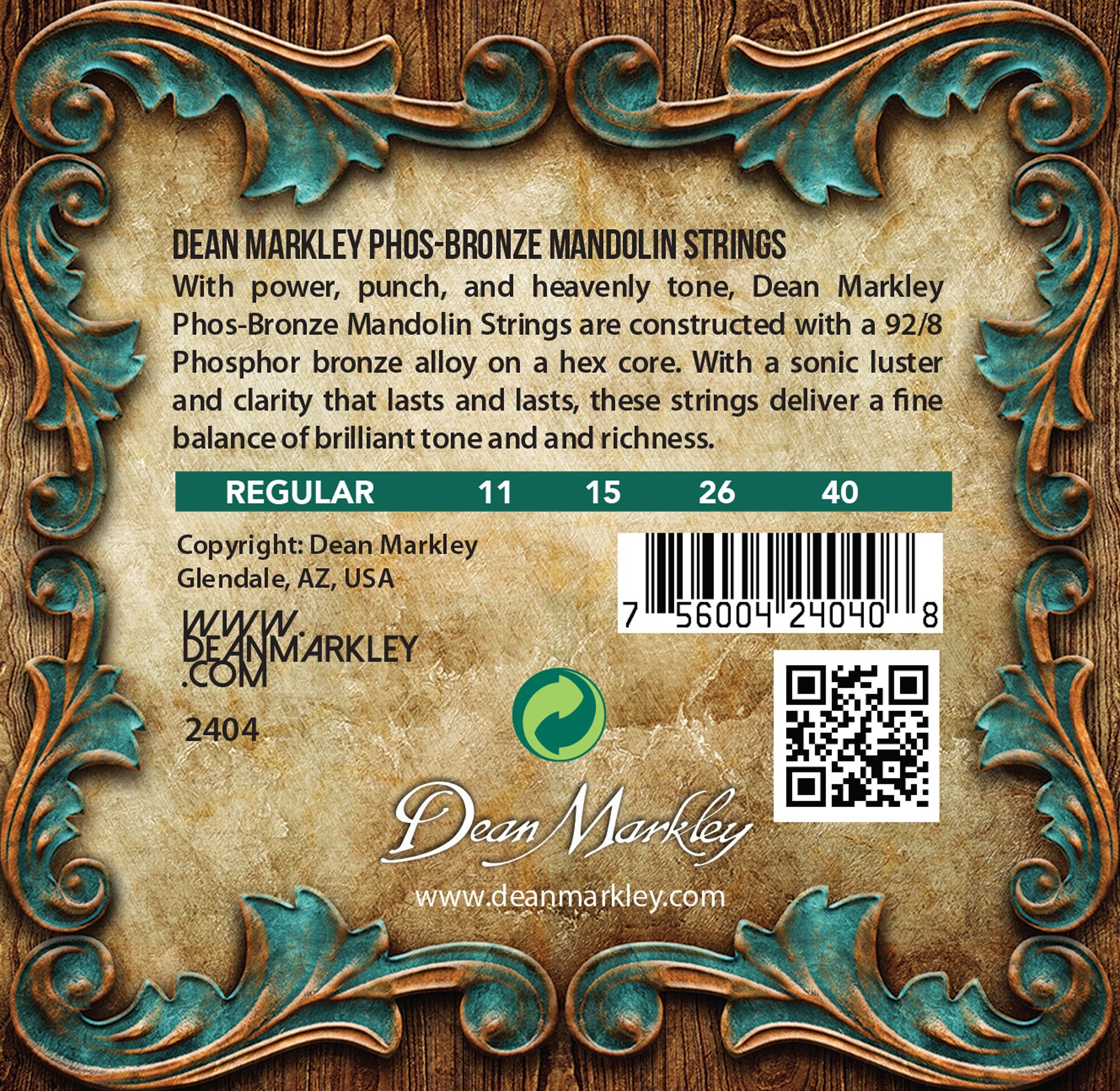 PhosBronze Mandolin - 2404 - Mandolin String Set, Regular, .011-.039