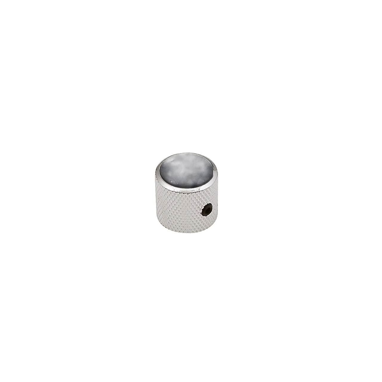 Nickel Potiknopf mit schwarzer Perleneinlage