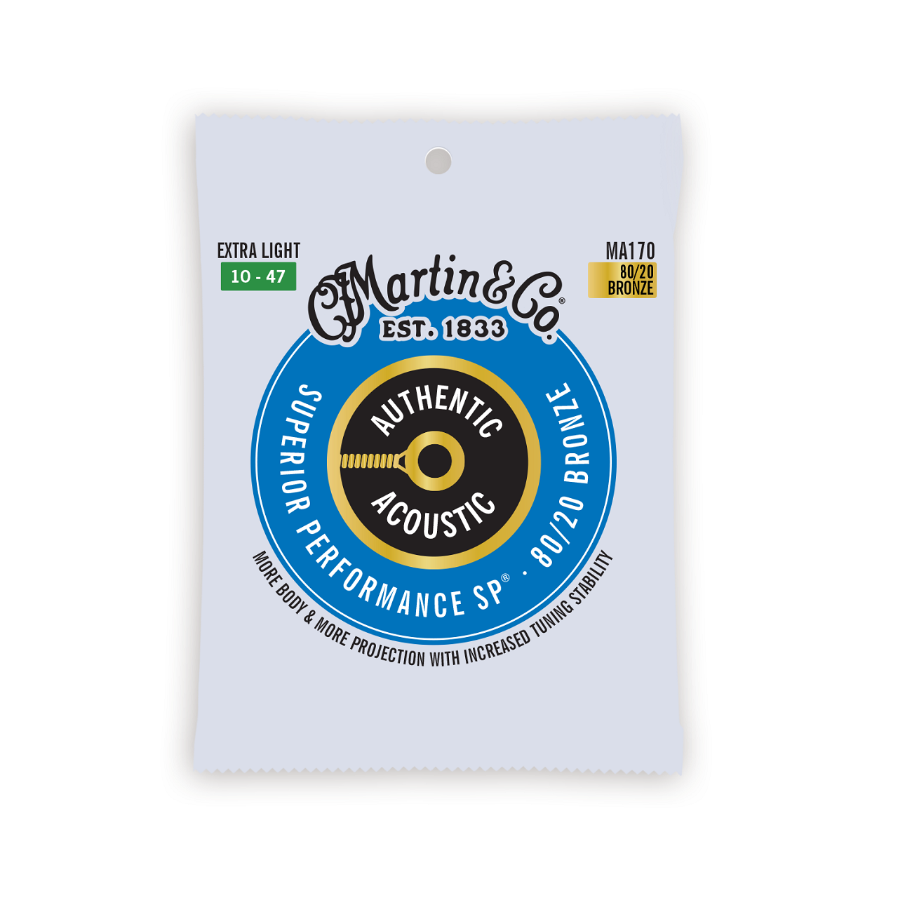 MA170 Authentic Acoustic SP® Guitar Strings 10-47, Extra Light, 80/20