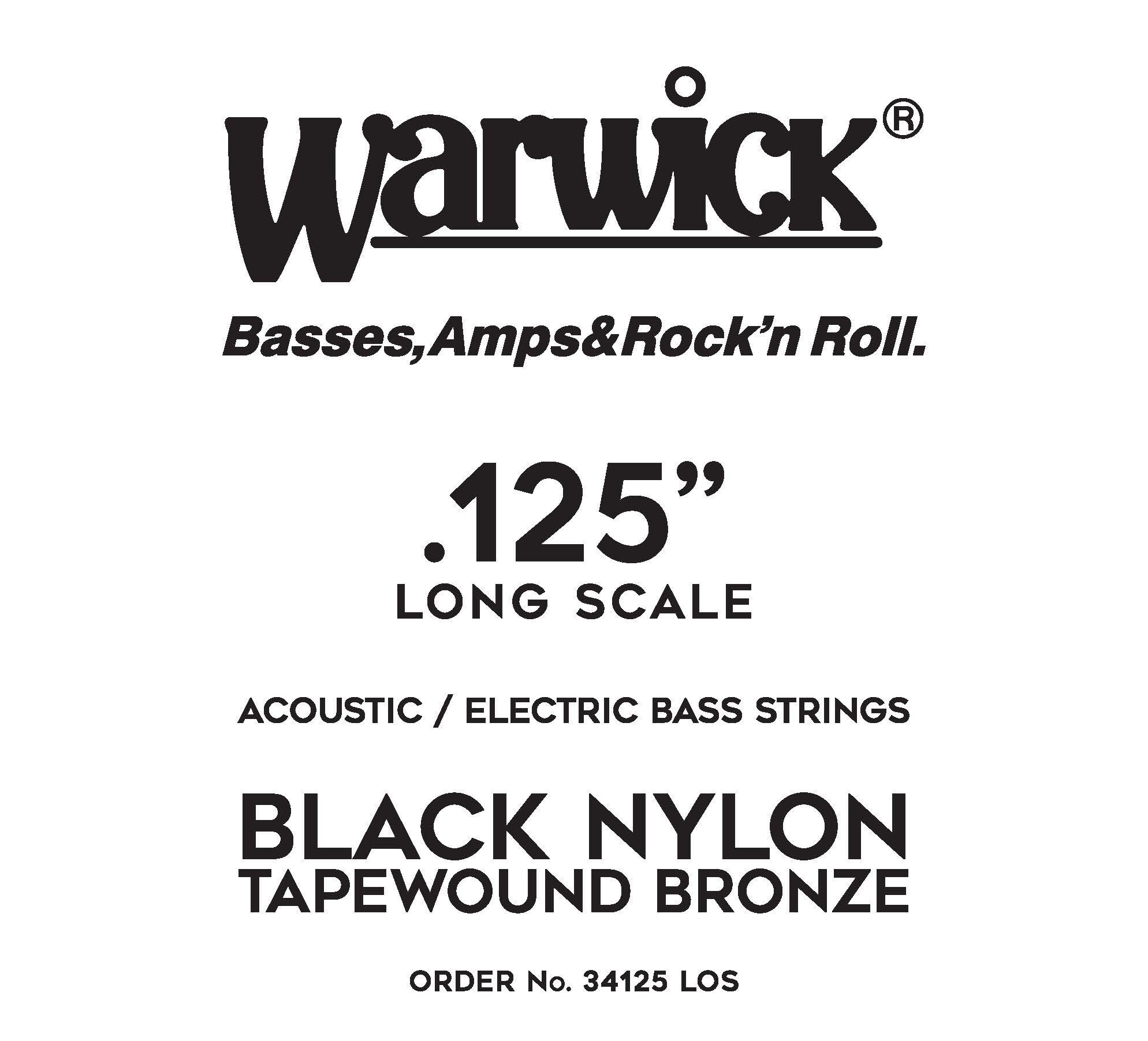 Black Nylon Tapewound Acoustic / Electric - Bass Single String, .125", Long Scale