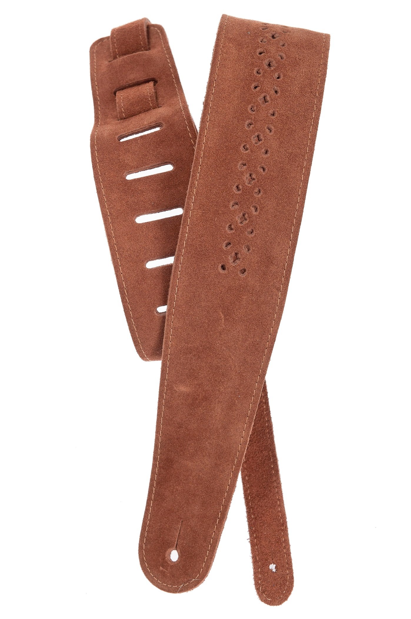 Vented Leather Strap - Camel Suede Rosette