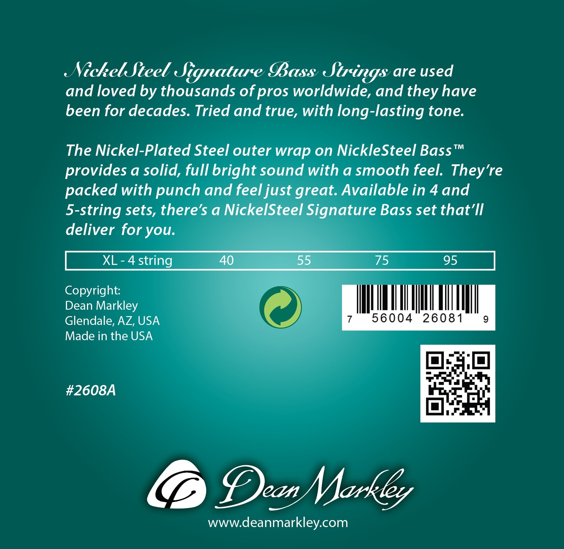 2608 A - Electric Bass String Set, 4-String, Extra Light, .040-.095