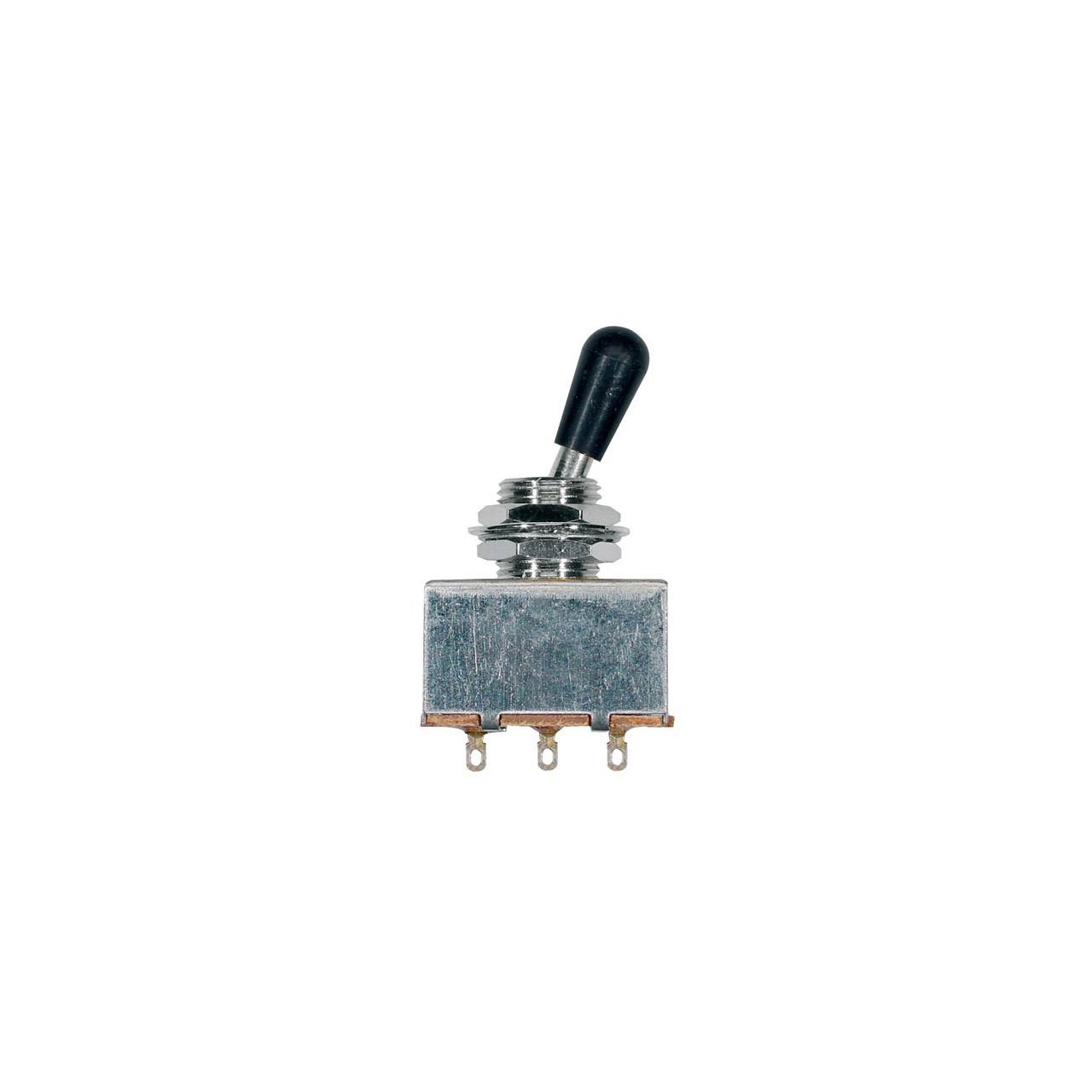 Toggle Switch, 3-Weg-Schalter, nickel, geschlossen, schwarzer Knopf