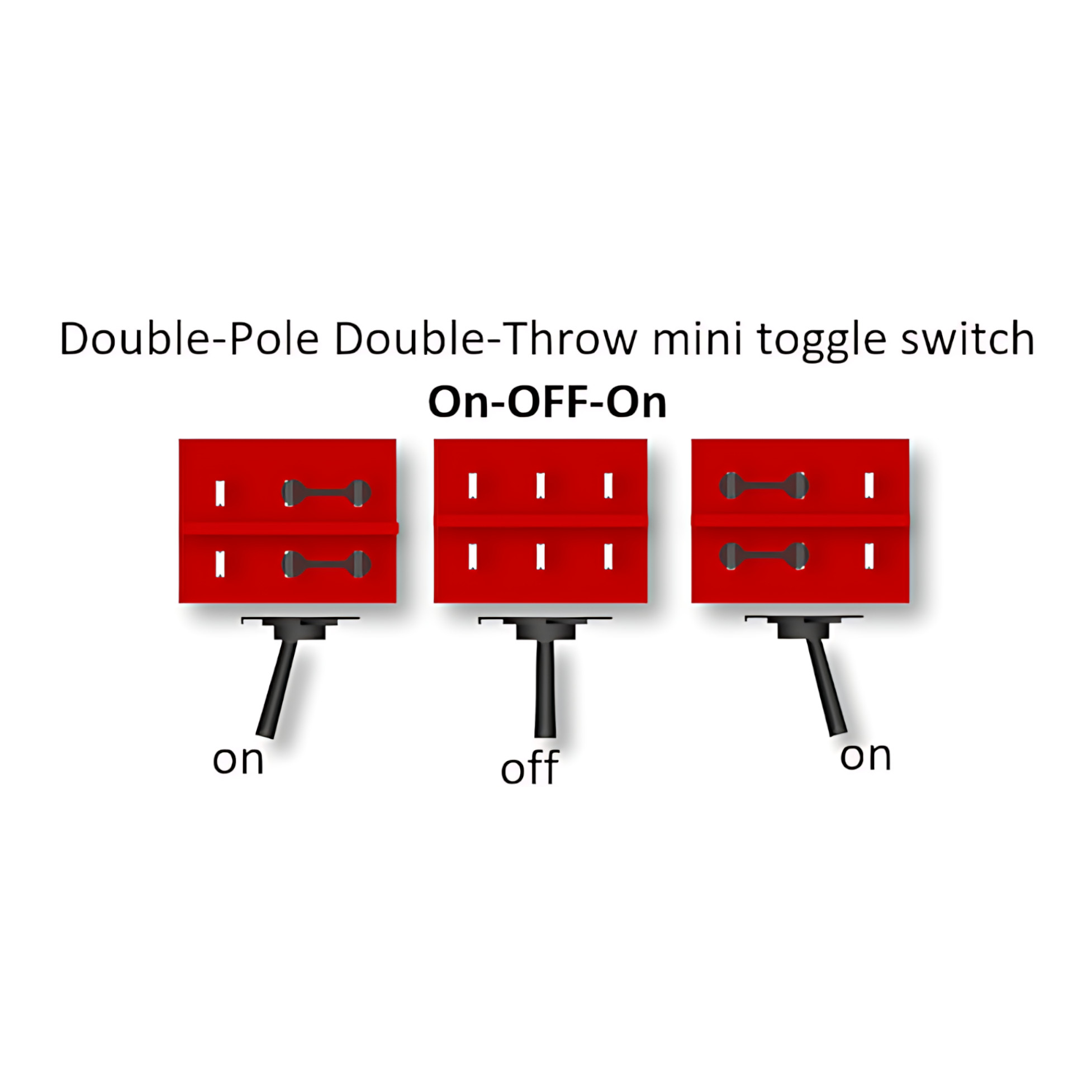 3 Position Mini Toggle Switch On-Off-On (3T-NFN-BF) - Black 