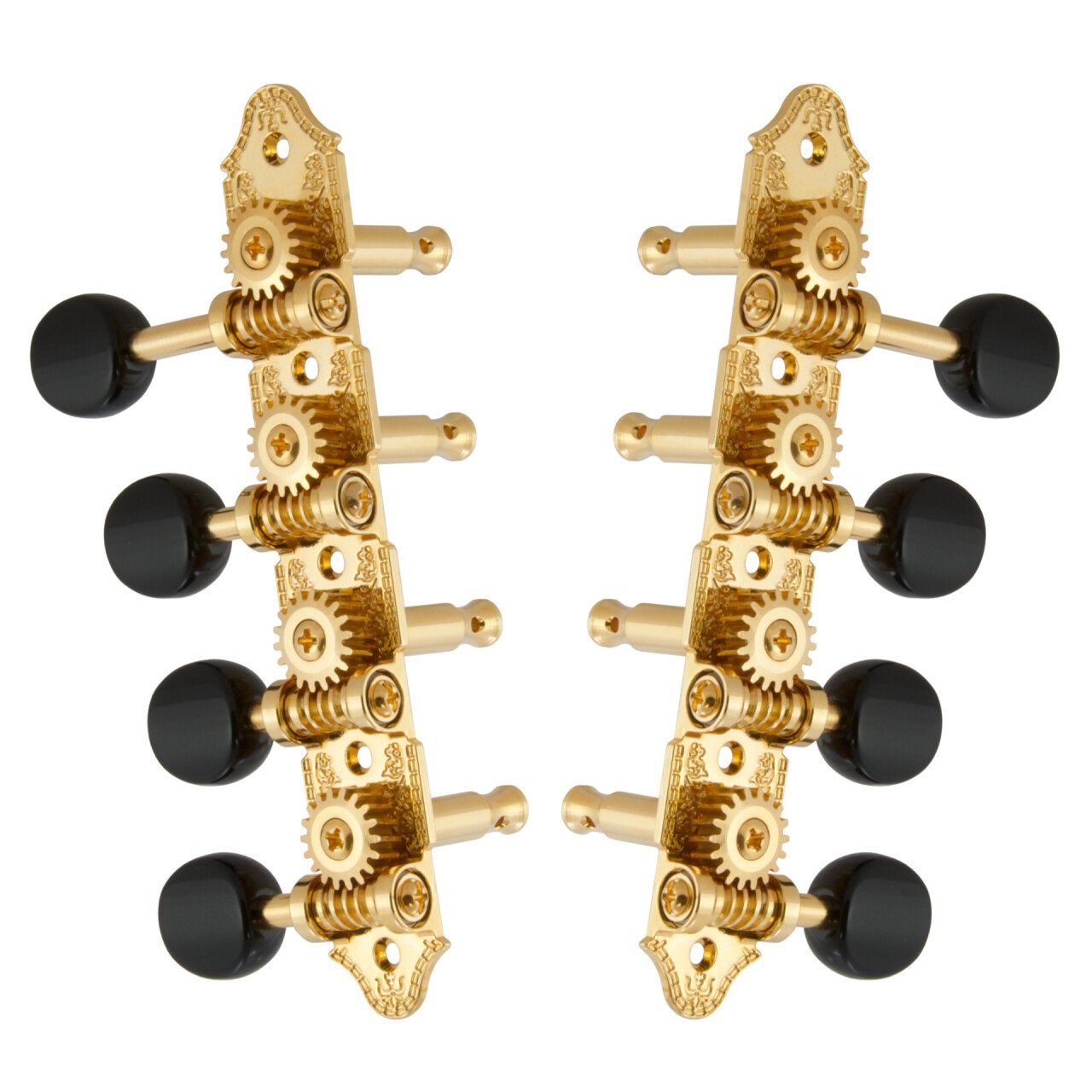 409FVGB Professional Mandolin Machines with Black Button - Mandolin Machine Heads, Vintage 4 + 4, fo