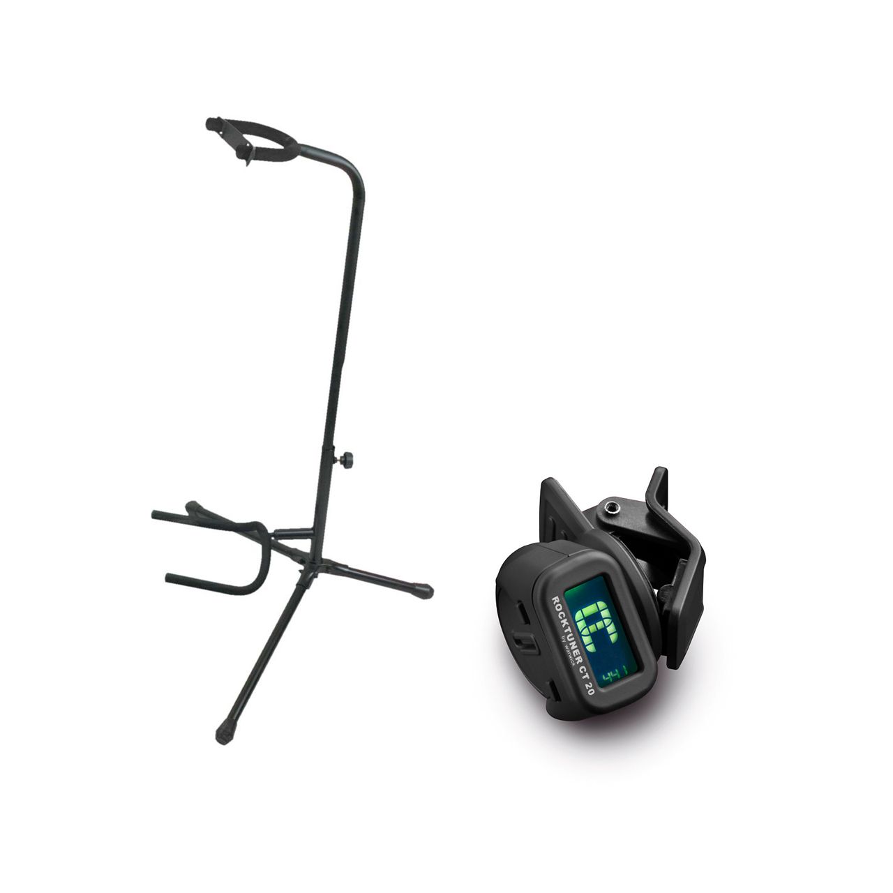 Einsteiger-Bundle 21: Gitarrenständer + Clip-On Tuner / schwarz