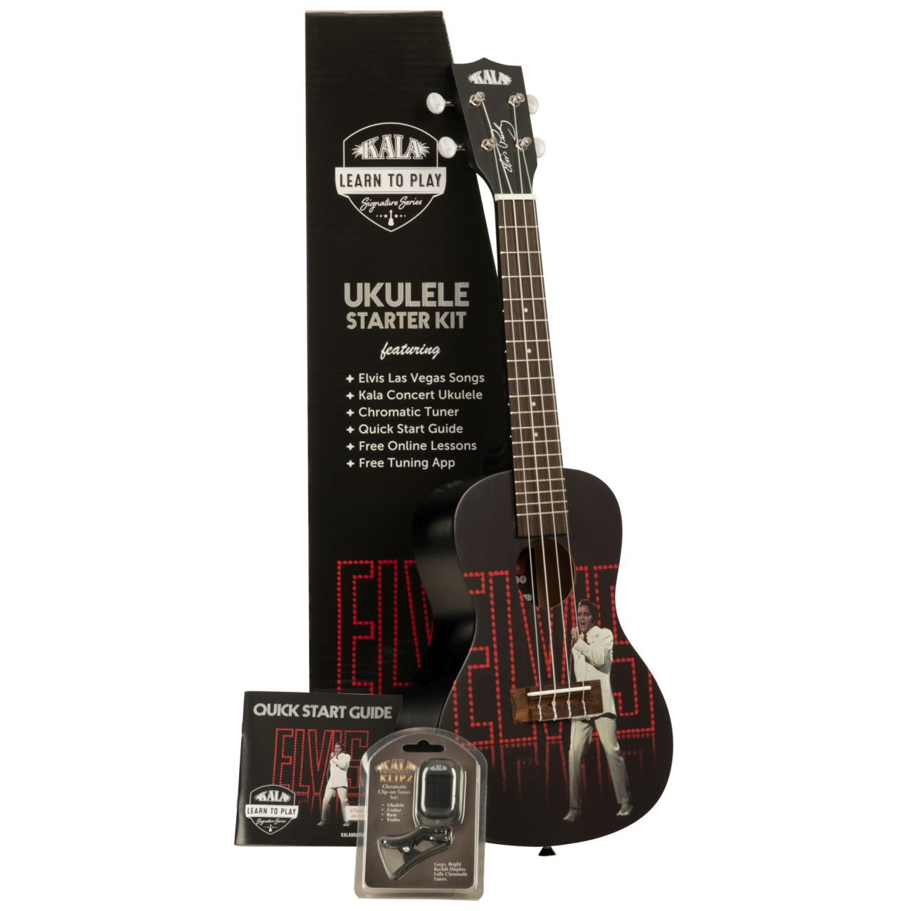 KALA-LTP-C-ELV - Kala Learn To Play Elvis Viva Las Vegas, Concert Ukulele Starter Kit 