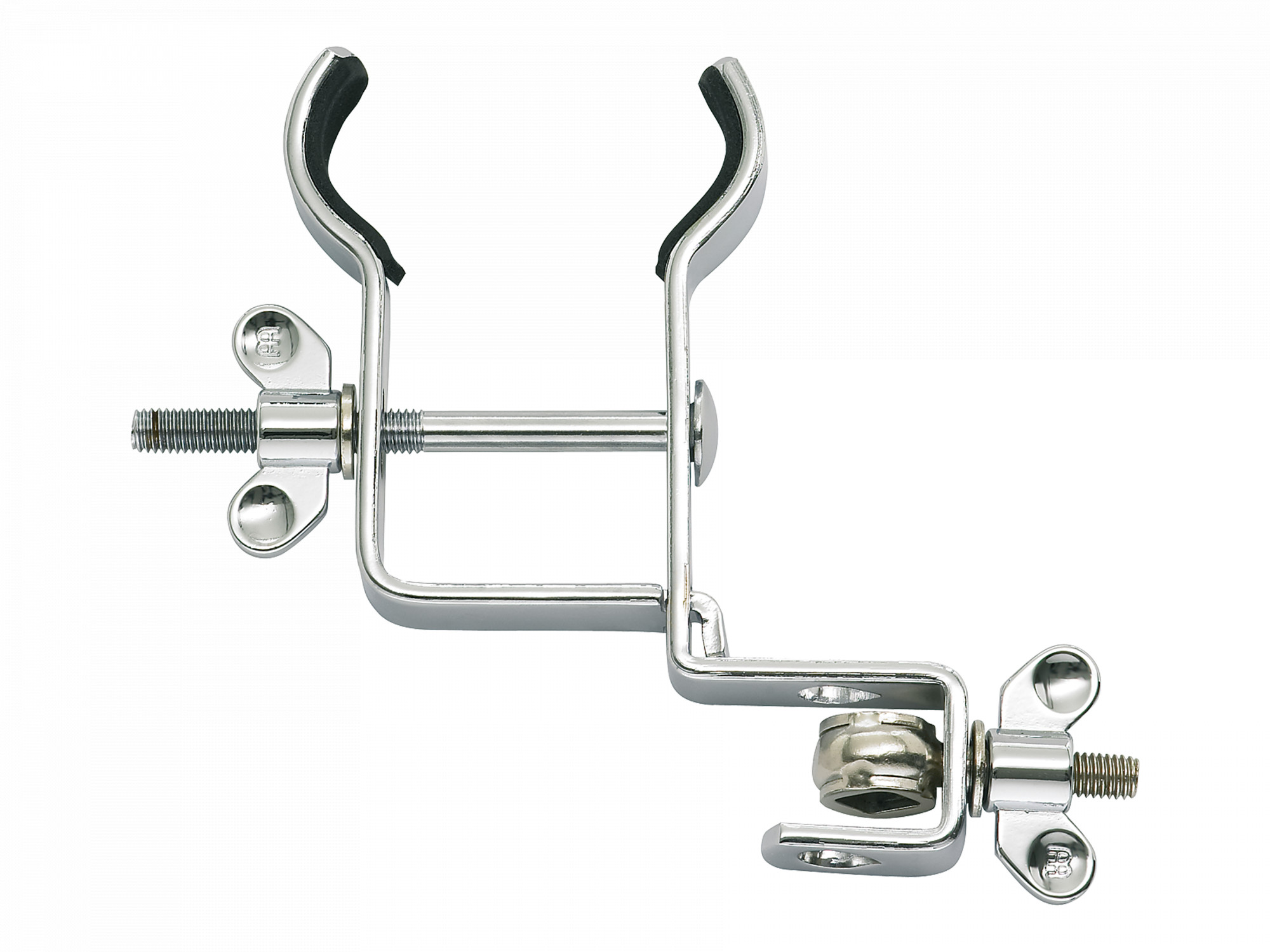 Metallhalterung, Klemmhalter, verchromtes Metall, Flügelmutter, verstellbar