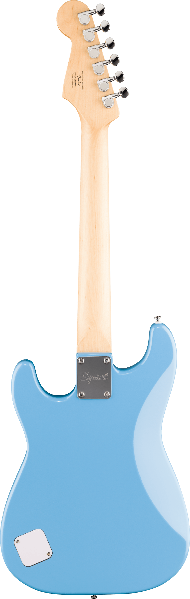 E-Gitarre, blauer Korpus, Massivholzkorpus, Sechssaiter, geschraubter Hals