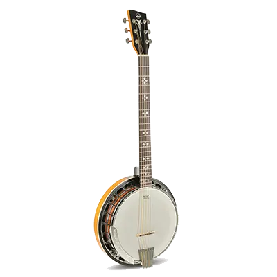 Banjo, Resonatorbanjo, Runder Korpus, Verzierter Hals, Metallsaiten
