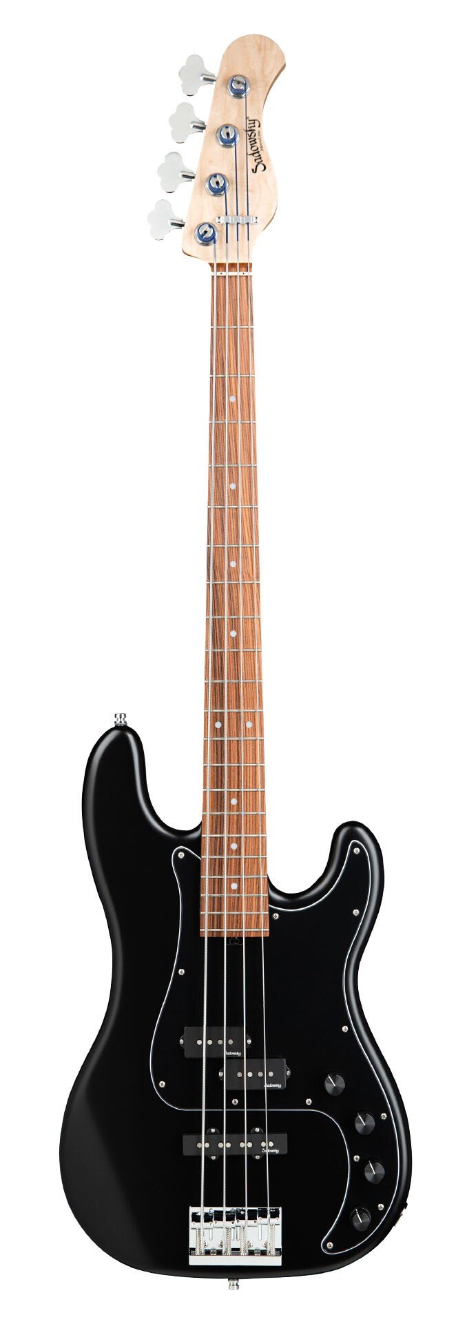 21-Fret Hybrid P/J Bass, Red Alder Body, 4-String - Solid Black Satin