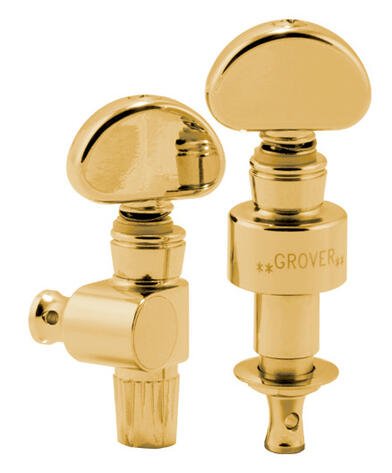 121G5 - Geared Banjo Pegs, Metal Button, Set of 5 - Gold
