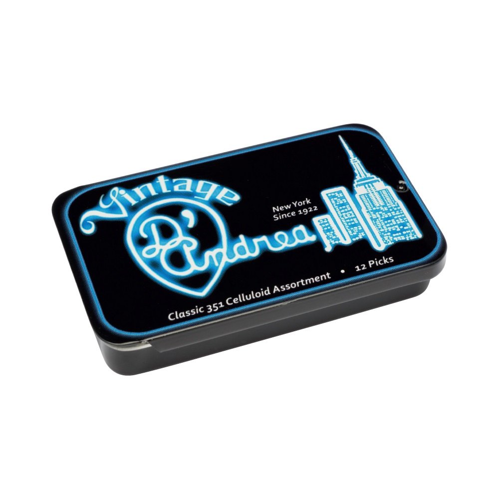 Classic Celluloid Picks - 351 Shape (TNVCT), 12 pcs Assorted Pick Tin, 0.46 mm