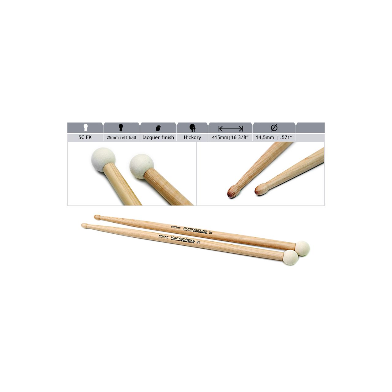 5C Kombisticks mit 25mm Filzkugel