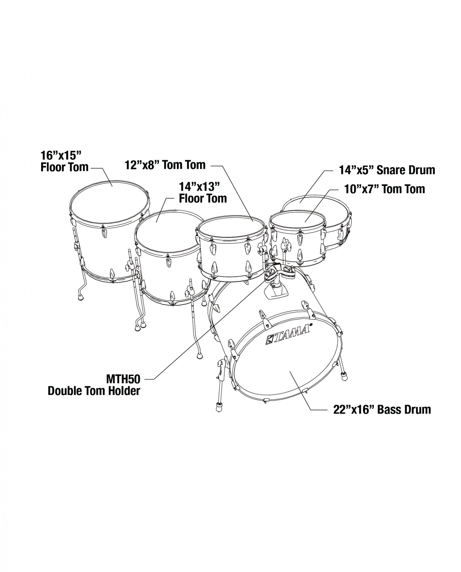 IP62H6W Imperialstar Drum Set 6 teilig - Hairline Black