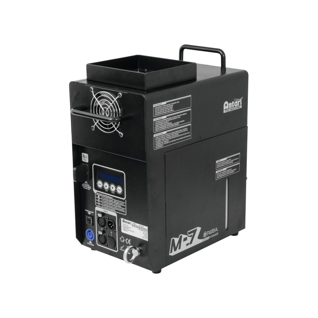 Antari M-7E Stage Fogger mit RGBA-LEDs - 1500-W-Nebelmaschine mit LED-Beleuchtung, senk-/waagerechte