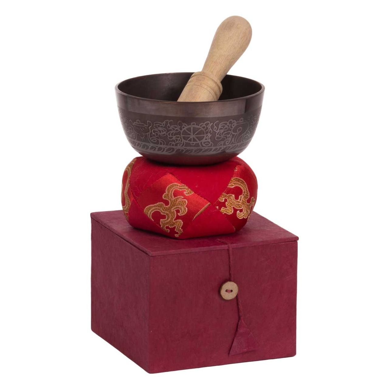 Klangschale Geschenk-Set, lasiert, ornamentiert Ø 11cm