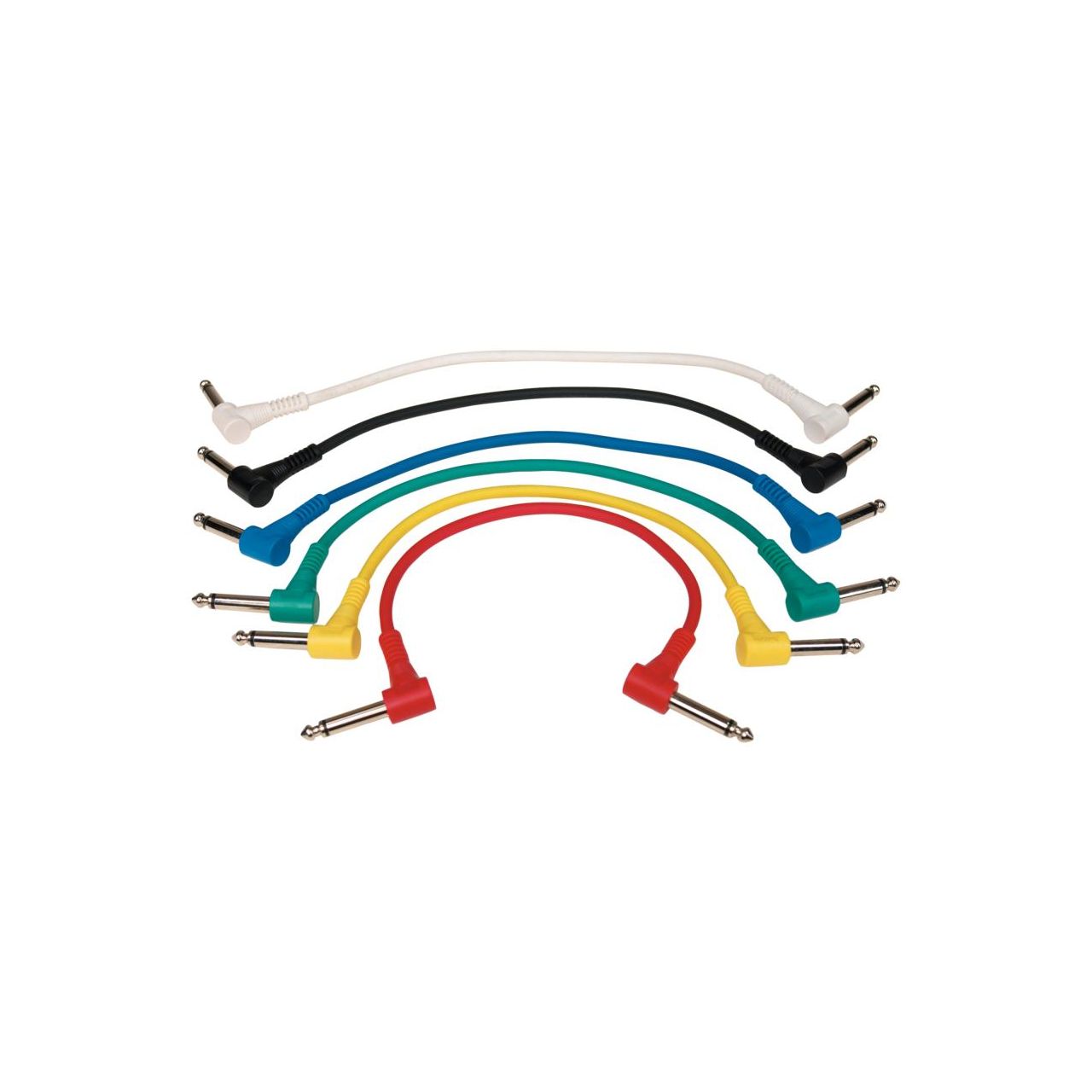 Patch Cable - angled TS (6,3 mm / 1/4"), multi-color, 6 pcs. - 15 cm / 5 7/8"