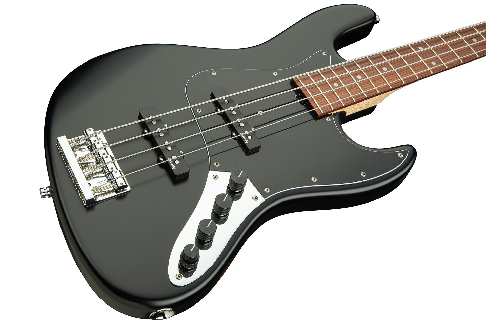 MetroLine 21-Fret Vintage J/J Bass - Solid Black Satin 