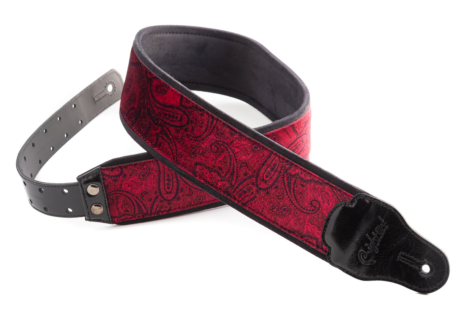 Paisley Velvet-70 Red Wide Guitar Strap