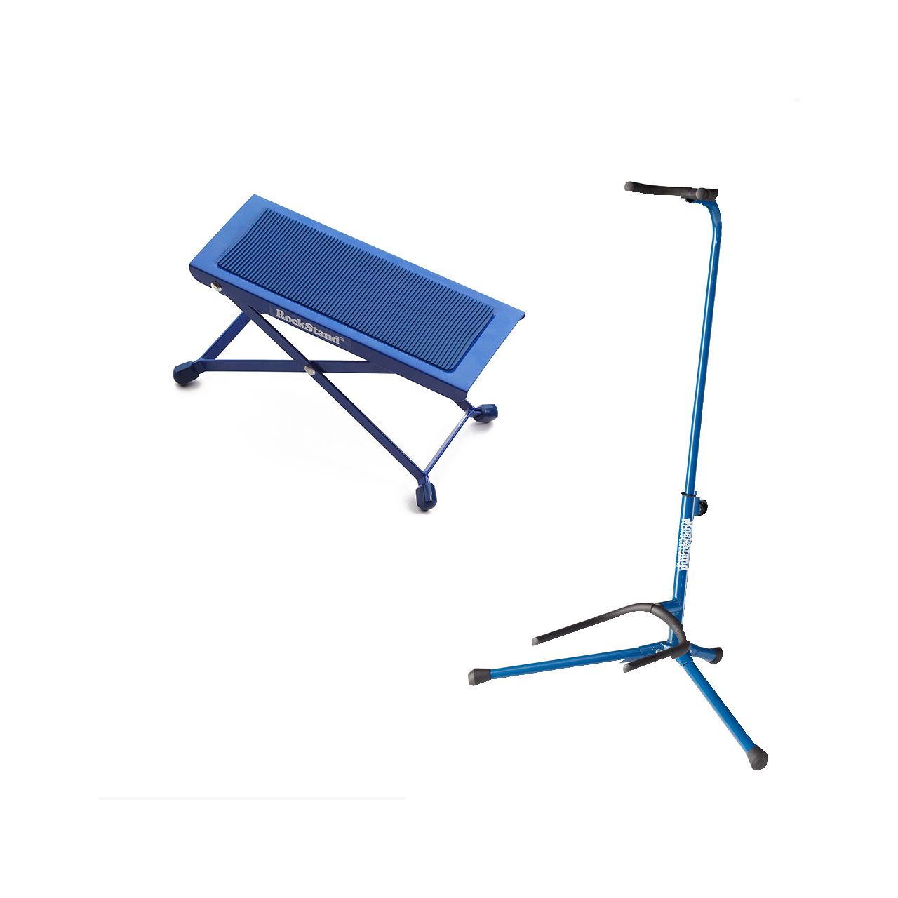 Einsteiger-Bundle 1: Fußbank + Gitarrenständer / blau