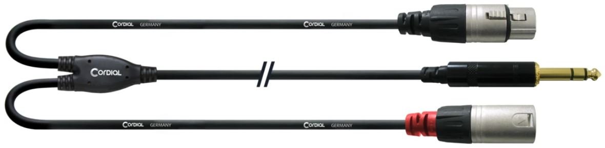 CFY 1,8 VFM Y-Adapterkabel 1,8m Kinke 6,3 mm Stereo - XLR-female/XLR-male