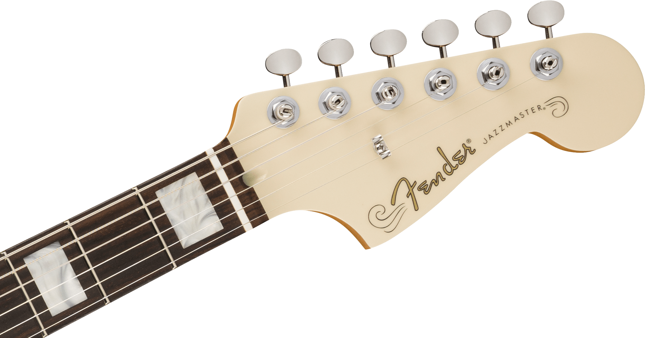 E-Gitarrenhals, Jazzmaster-Kopfplatte, Cremefarben, Dunkles Griffbrett, Perlmutt-Einlagen