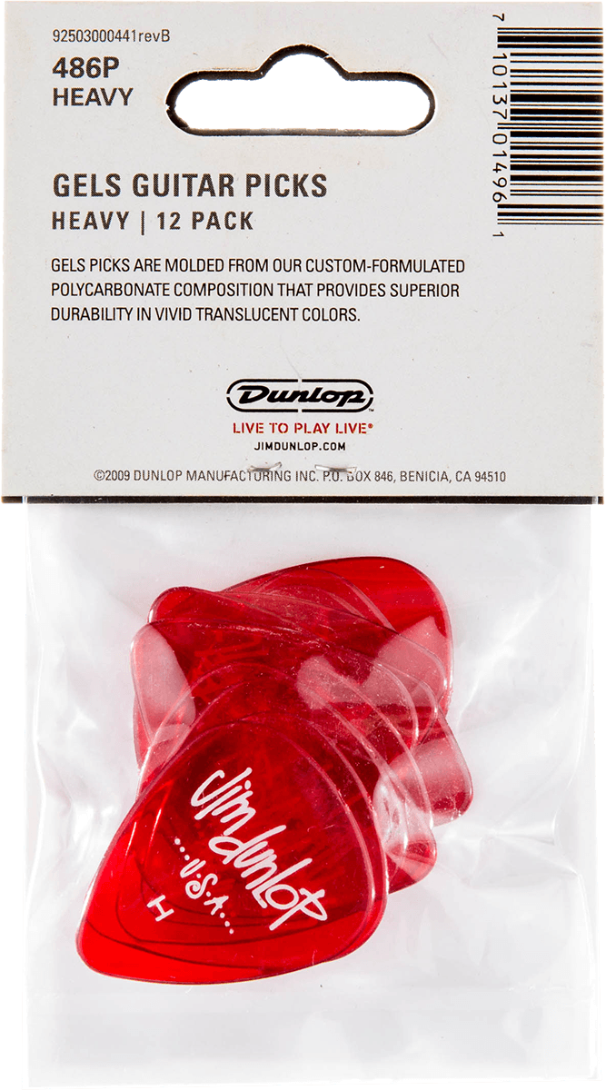 Gels Standard Picks, Player's Pack, 12 pcs., red, heavy