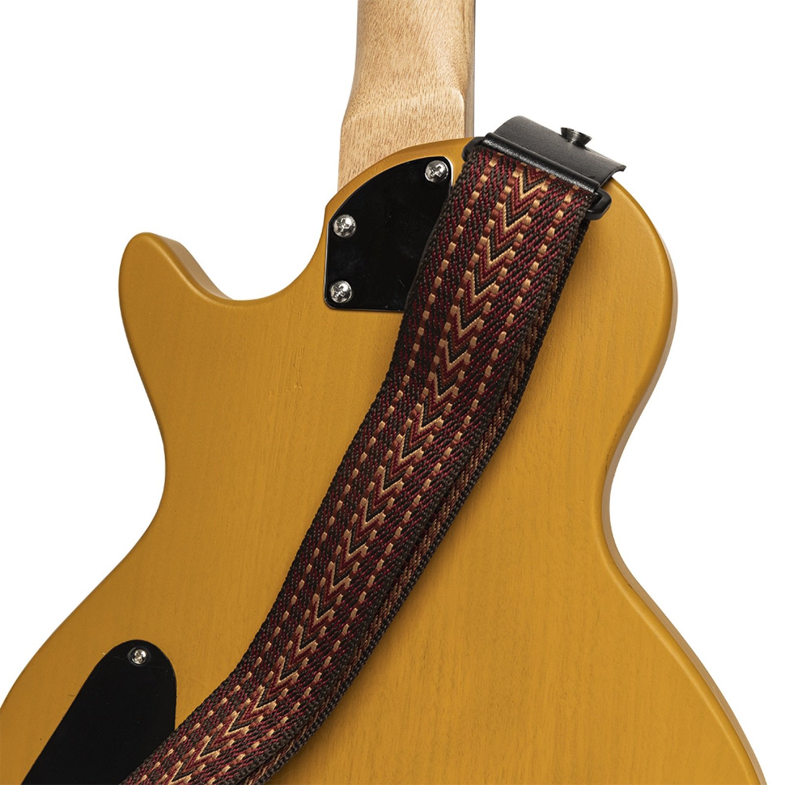 Gitarrengurt aus gewebter Baumwolle mit Sparrenmuster, rot