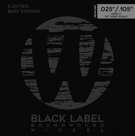 Black Label Bass String Set, Nickel-Plated Steel - 5-String, High C, Medium, .025-.105