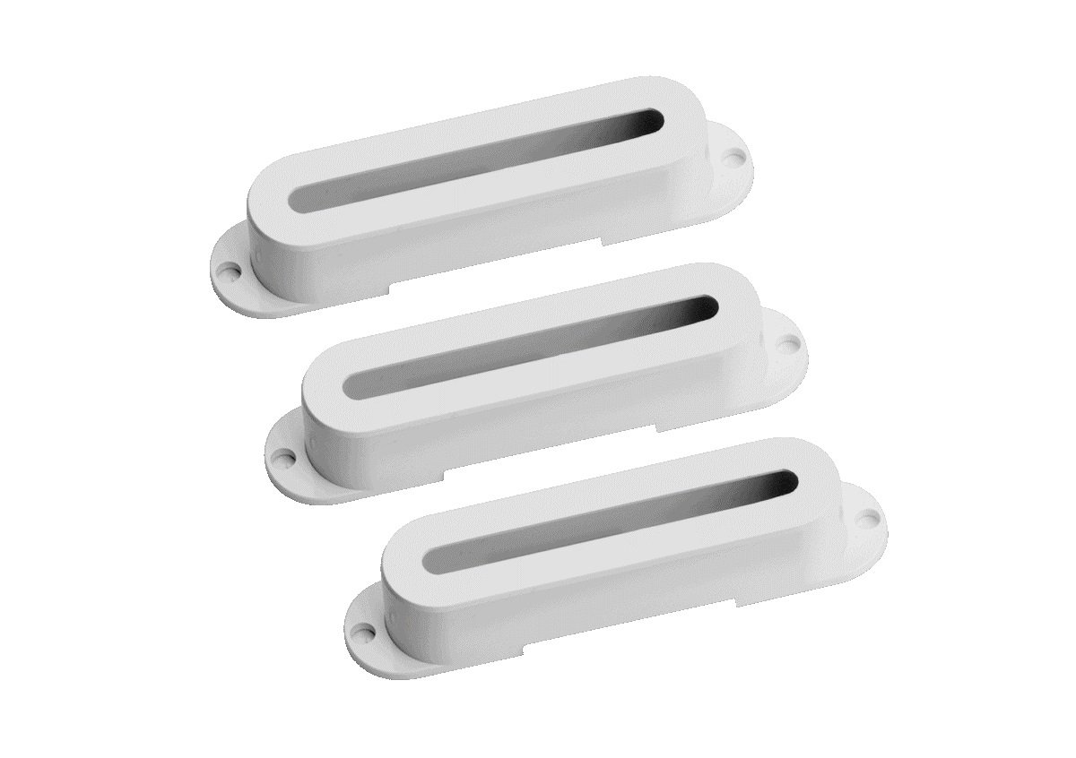 Hot Stack Pickup Cover Set for Strat - White with Logo