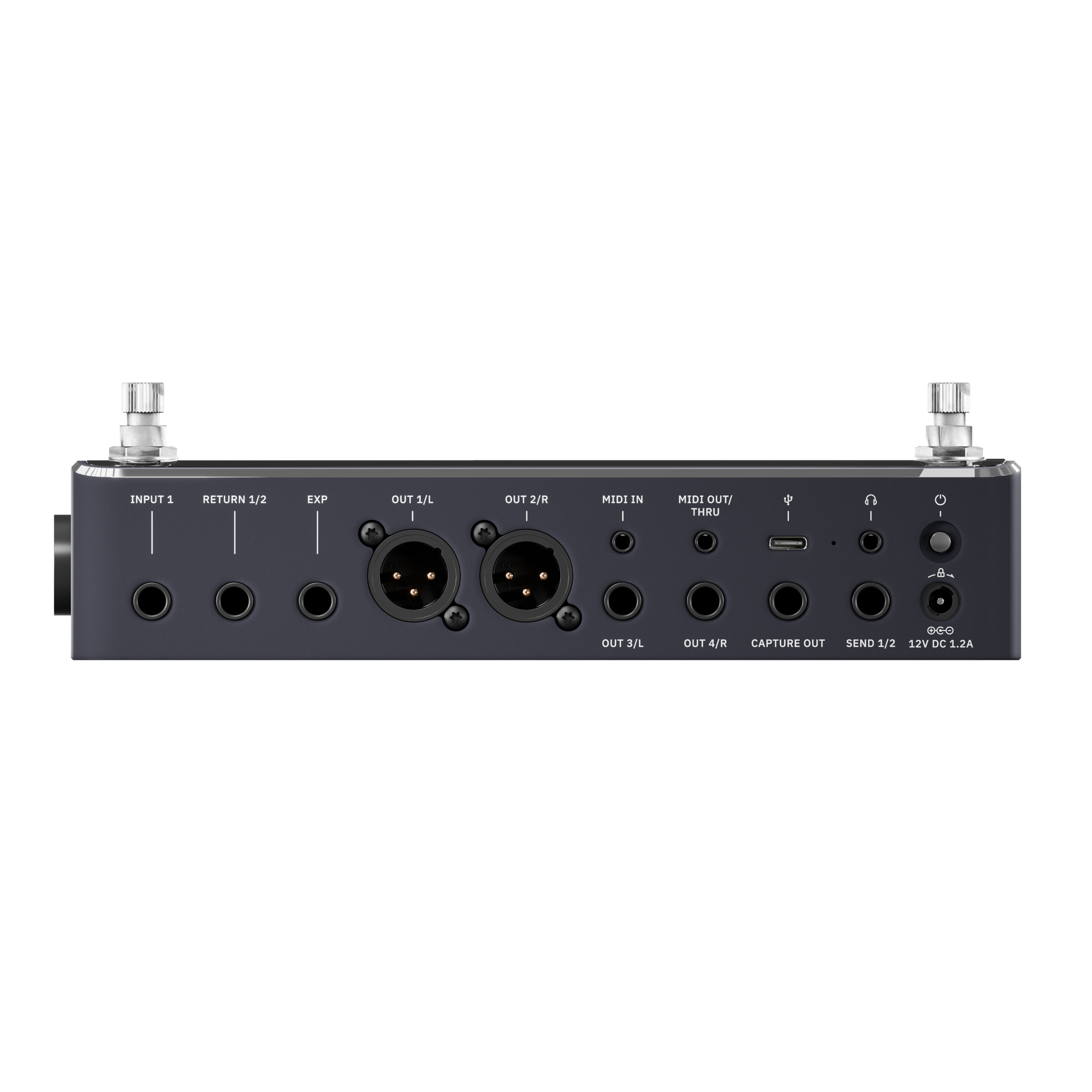 Neural DSP Quad Cortex Mini Rückseite mit XLR und USB-C Anschlüssen