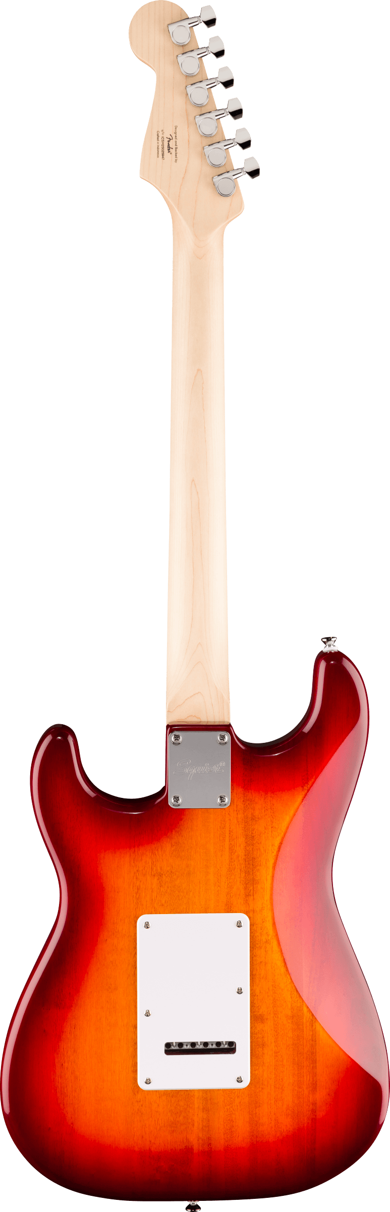 E-Gitarre, Erlekorpus, Ahornhals, Sonnenuntergangs-Finish, Rückansicht