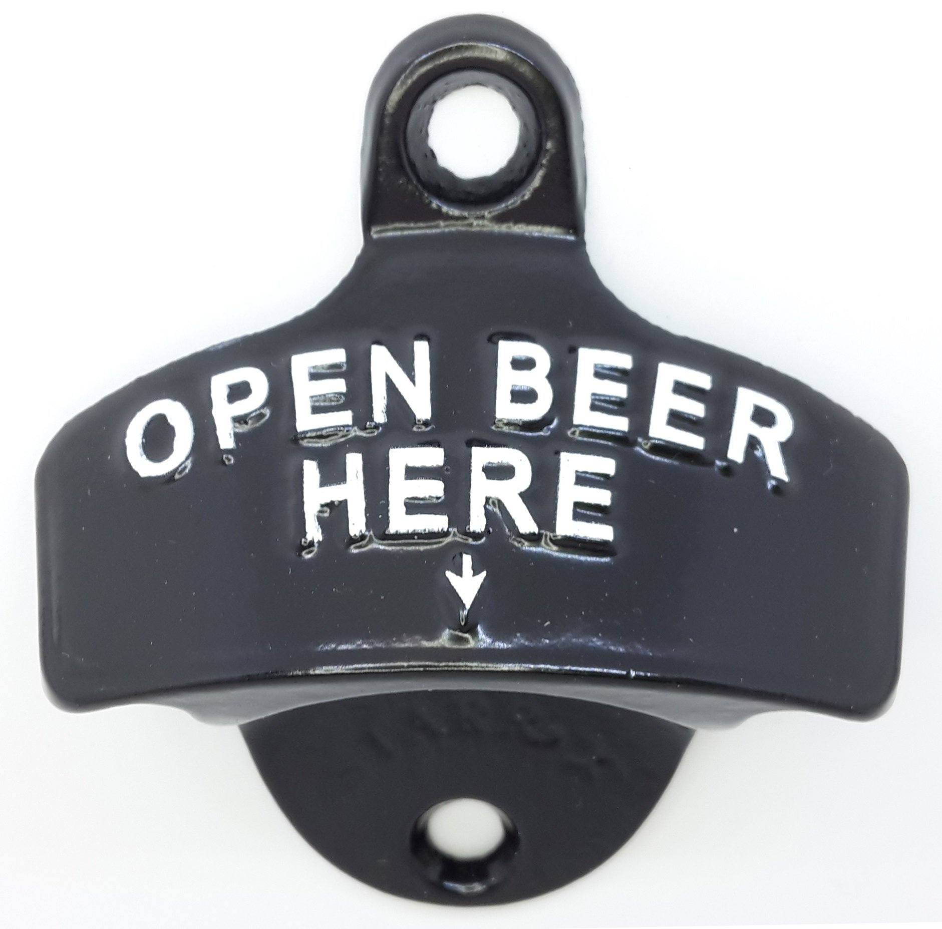 Wandflaschenöffner "Open Beer Here" - Schwarz