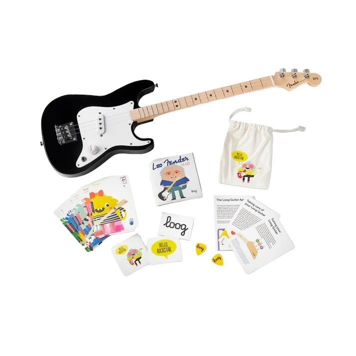 X Fender Stratocaster Black 3-String Kindergitarre