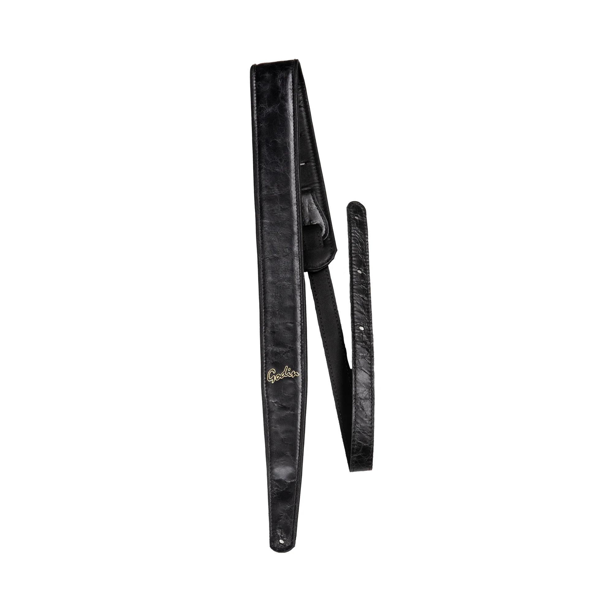  Black Distressed Leather Felt Pad Strap