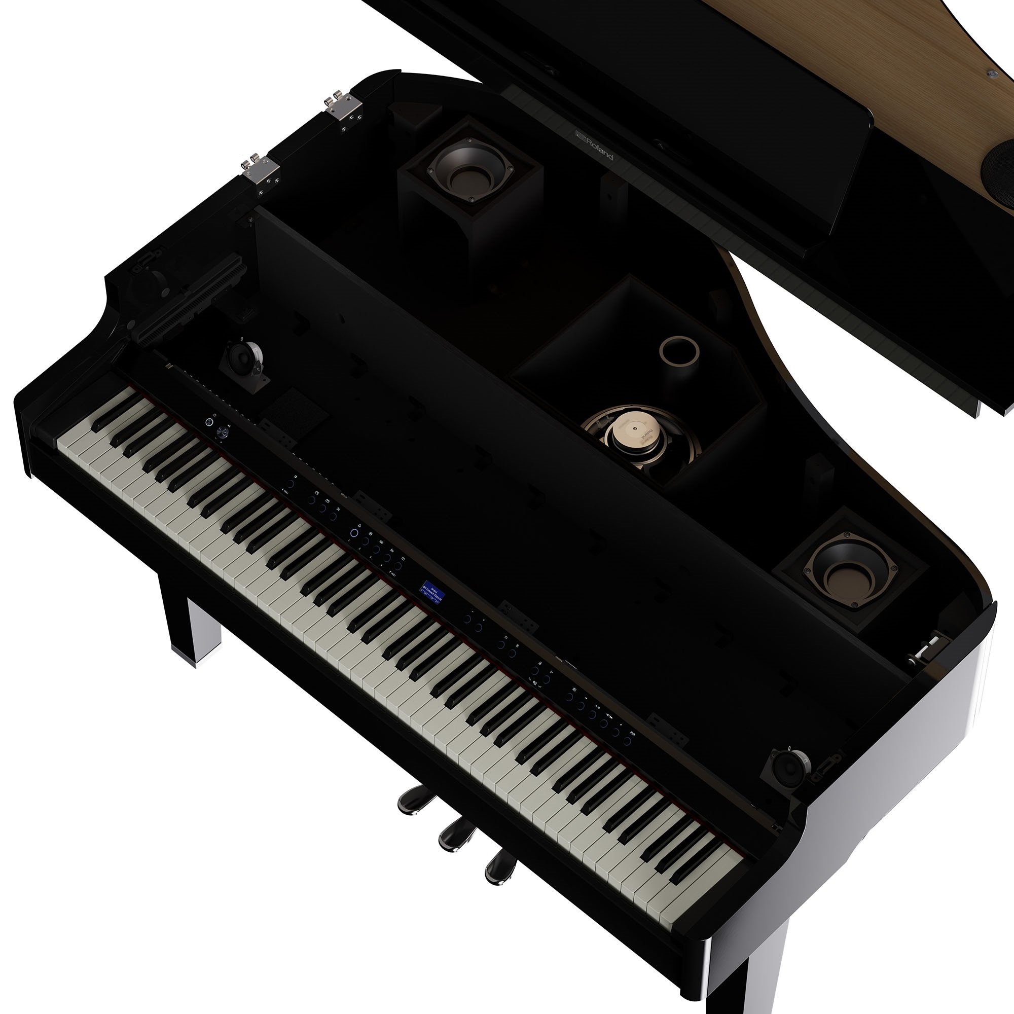 Detailansicht der Tastatur des Roland GP-6 PE mit elfenbeinartiger Oberfläche