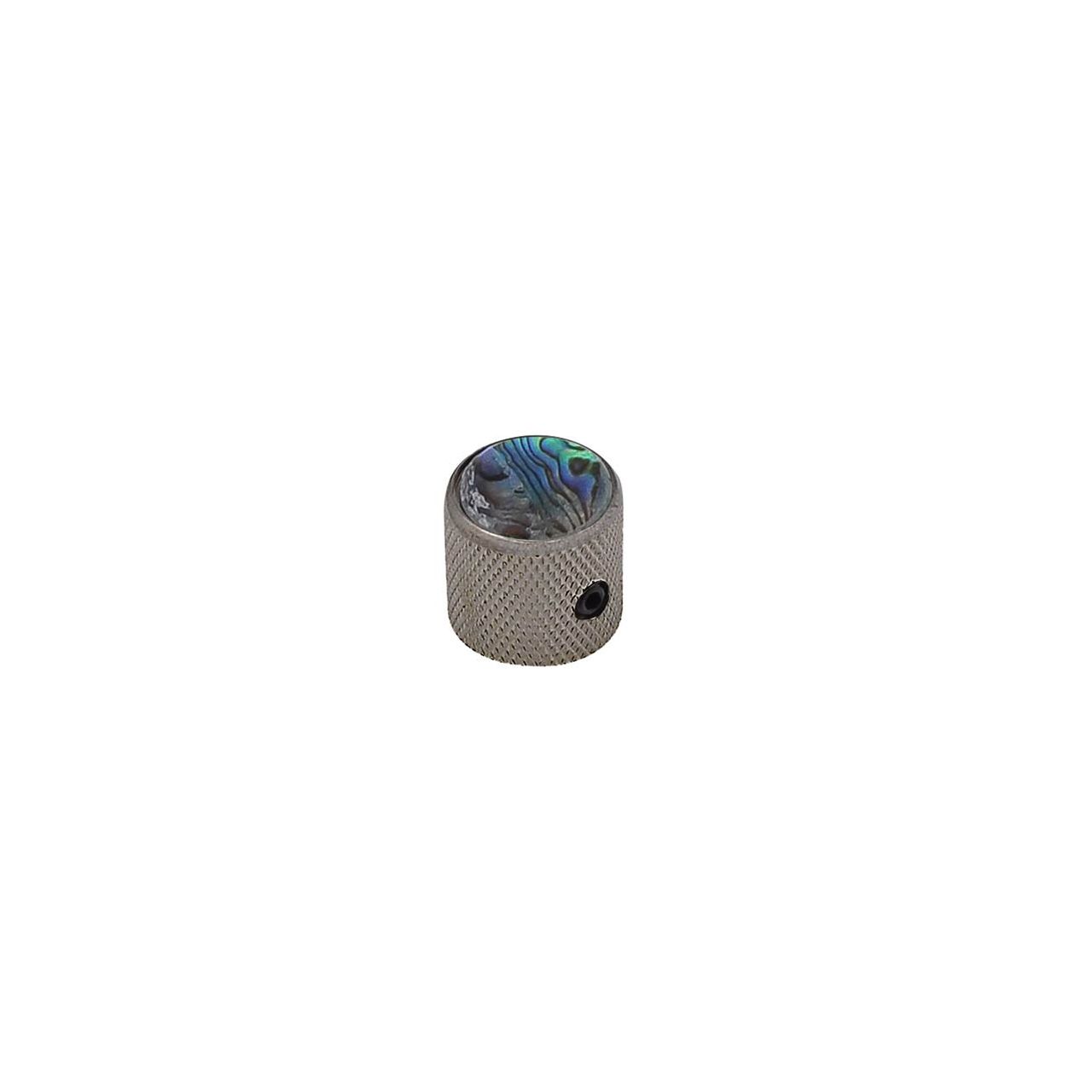 Potiknopf mit Abalone-Einlage, 18x18mm, mit Schraube, schwarz nickel
